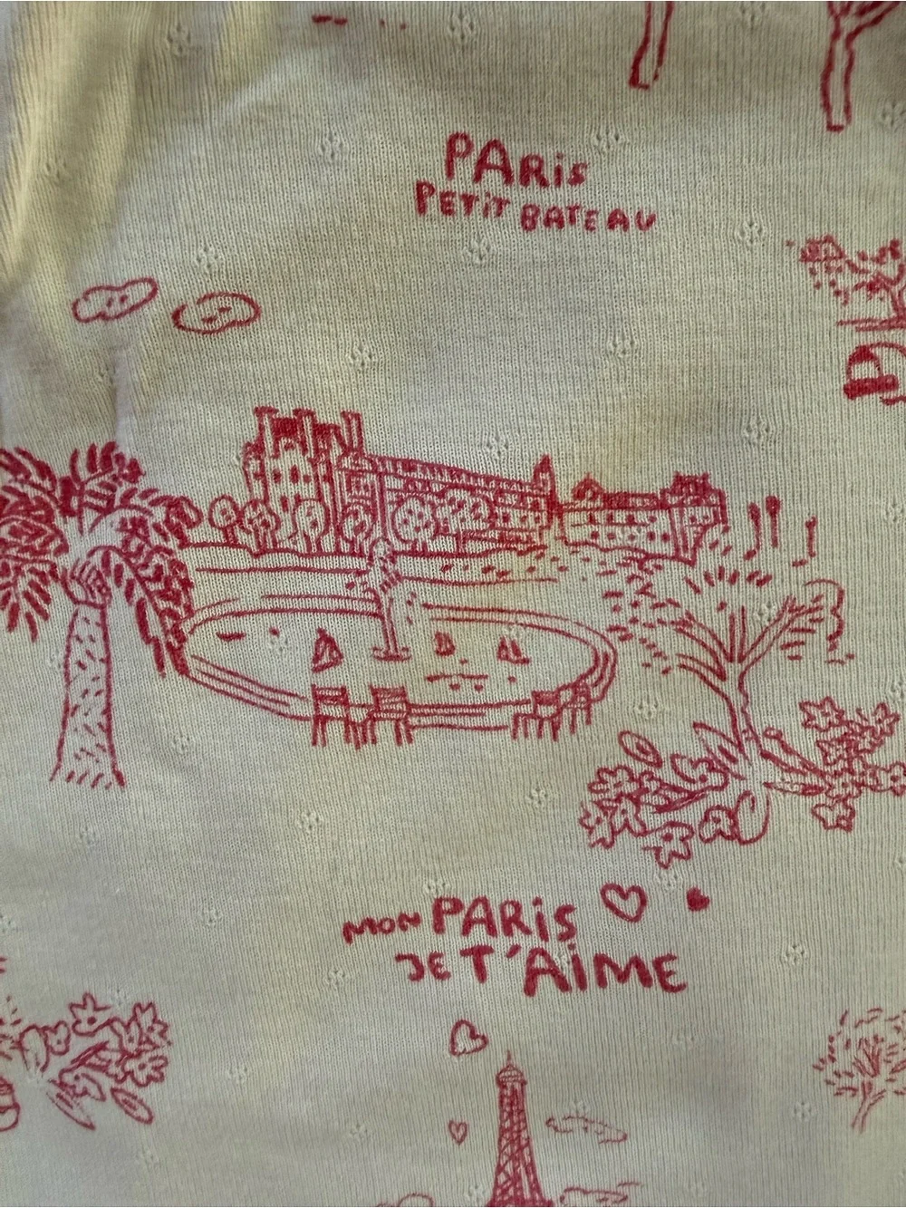 Petit Bateau Paris Eiffel Tower Pink Pointelle Pajamas Set size 10 Girls